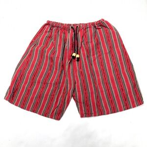 Vtg Conoz Red Striped Shorts Size 24 inch Waist Drawstring Cotton Hippie Boho